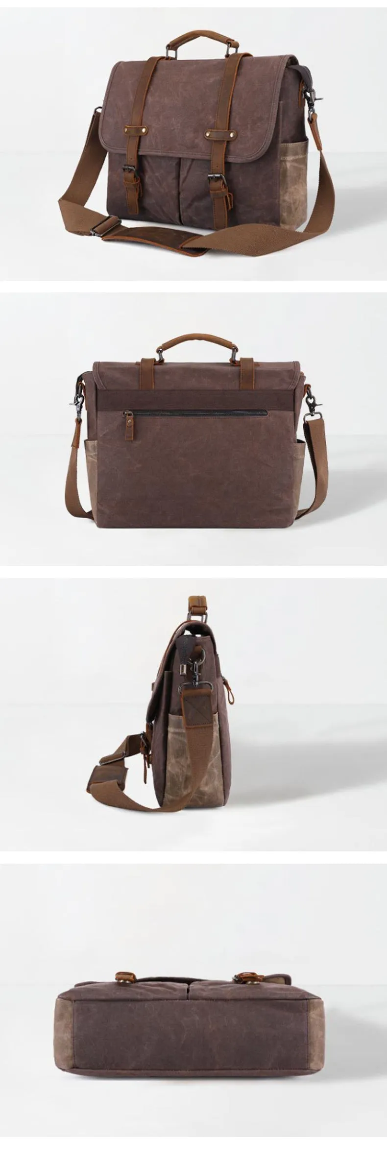 American Style Men's Shoulder Bag Vintage Men's Bag Oil Wax Canvas Bag Waterproof Wear-resistant Men's Crossbody Bag