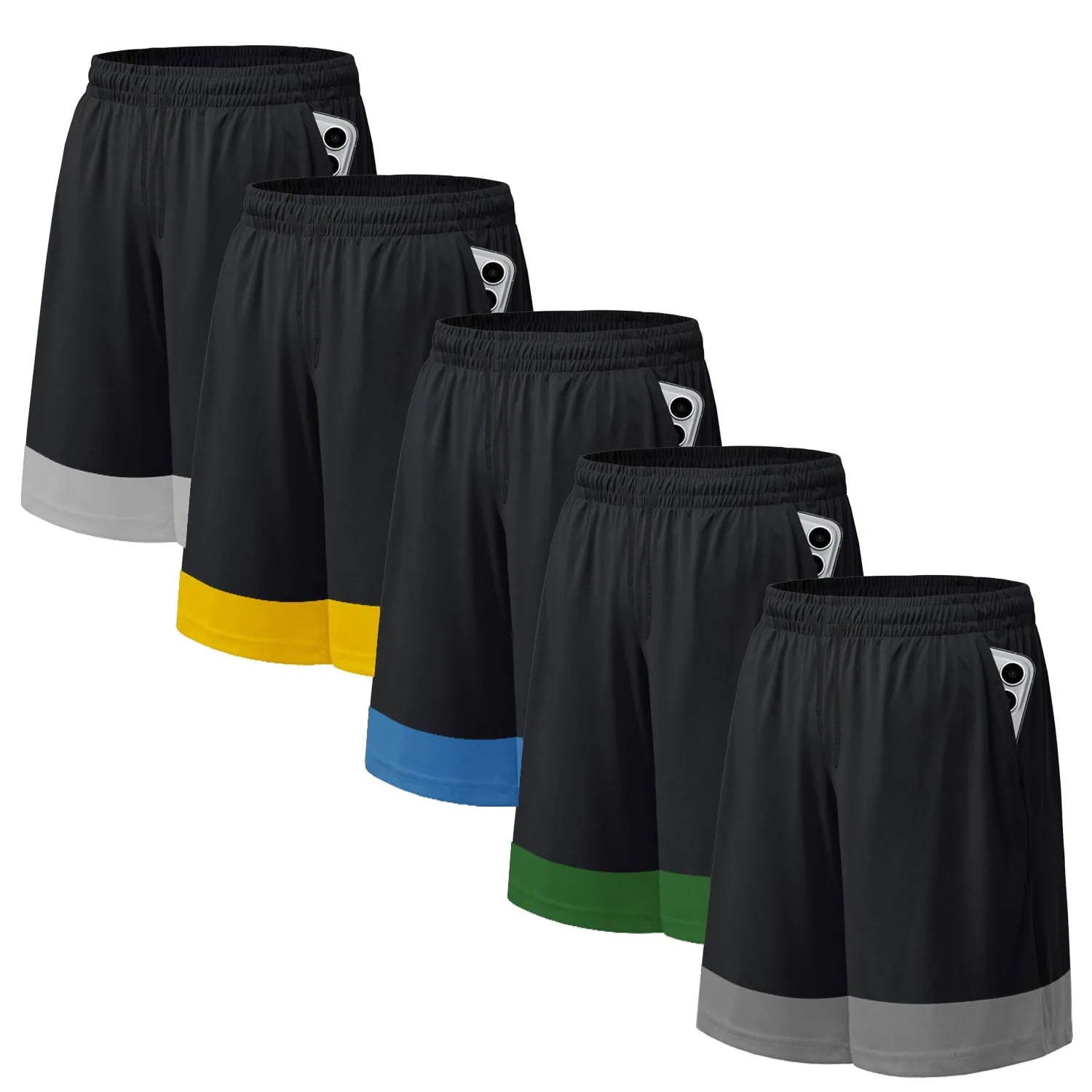 ASUDESIRE 5 Pack Men's Athletic Shorts Mesh Workout Gym Activewear Basketball Shorts 8" Inseam With Pockets