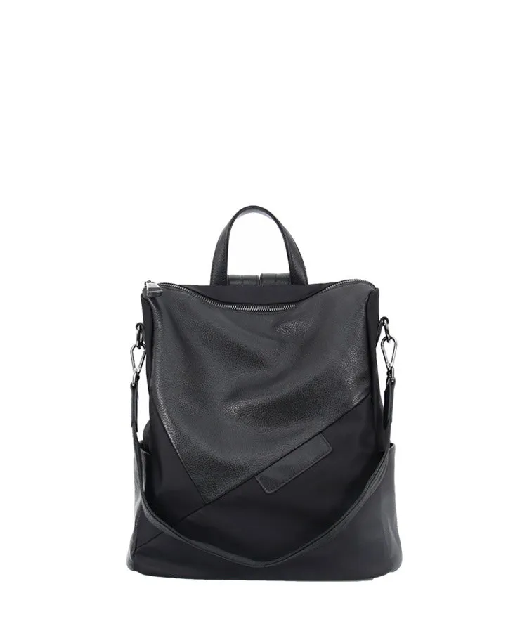 Black Backpack Womens Convertible Backpack Handbag Nylon Rucksack Backpack