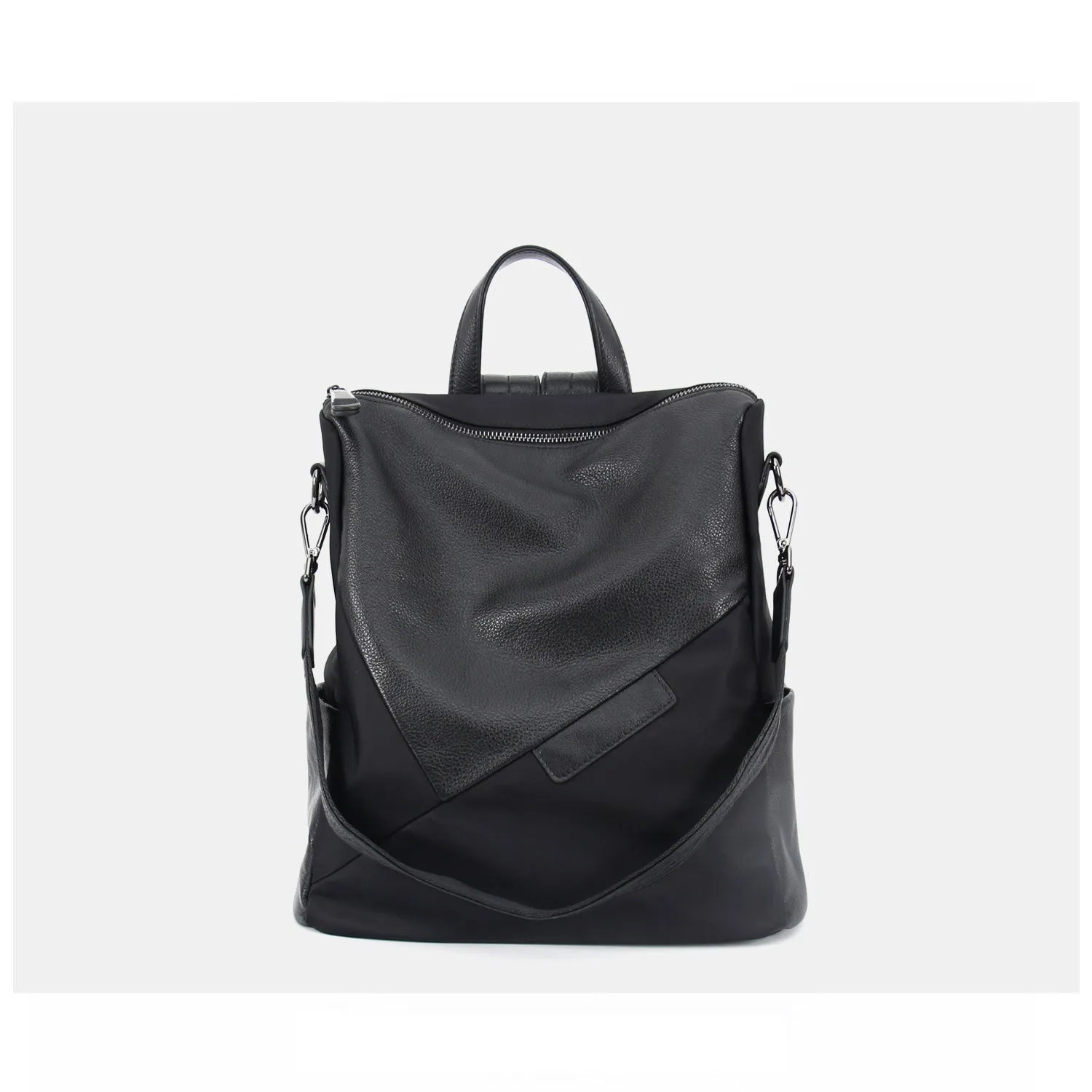 Black Backpack Womens Convertible Backpack Handbag Nylon Rucksack Backpack