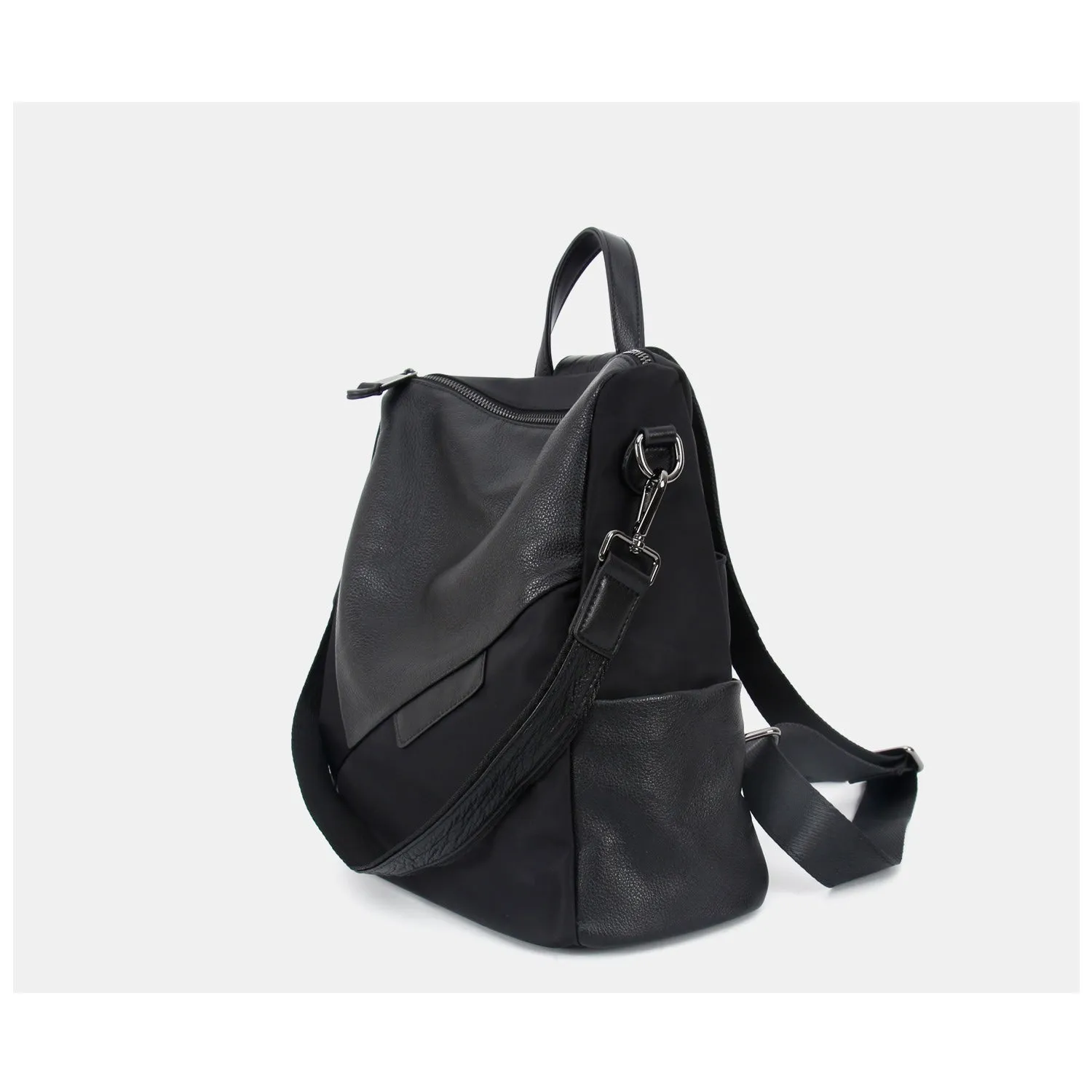 Black Backpack Womens Convertible Backpack Handbag Nylon Rucksack Backpack