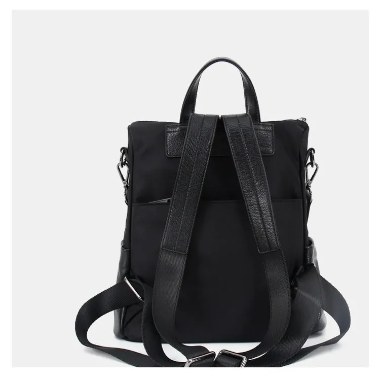 Black Backpack Womens Convertible Backpack Handbag Nylon Rucksack Backpack