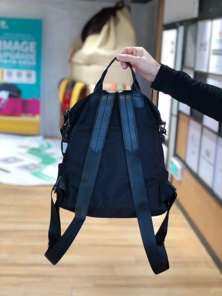 Black Backpack Womens Convertible Backpack Handbag Nylon Rucksack Backpack