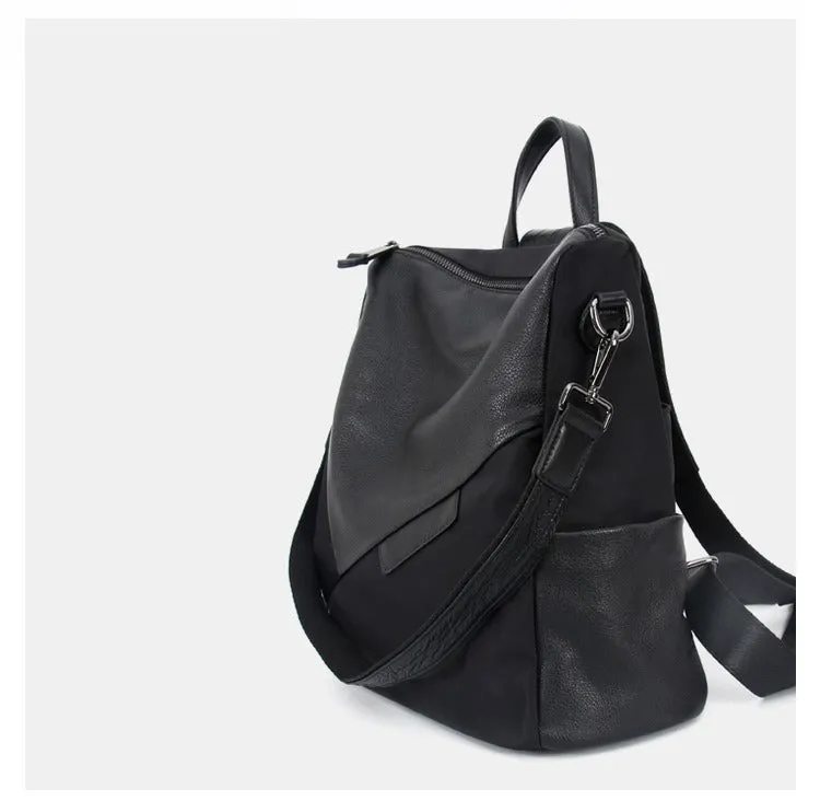 Black Backpack Womens Convertible Backpack Handbag Nylon Rucksack Backpack