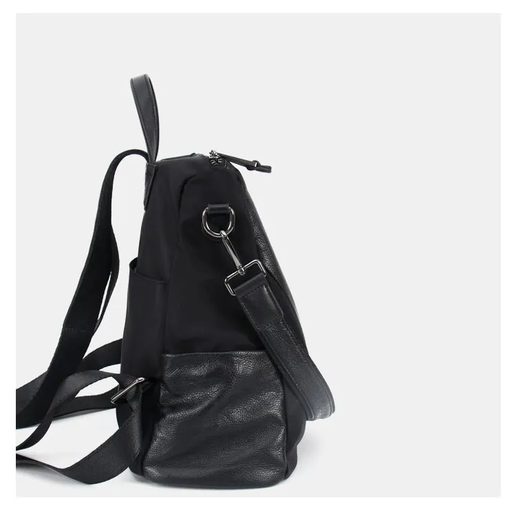 Black Backpack Womens Convertible Backpack Handbag Nylon Rucksack Backpack