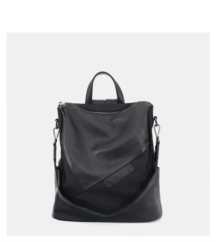 Black Backpack Womens Convertible Backpack Handbag Nylon Rucksack Backpack