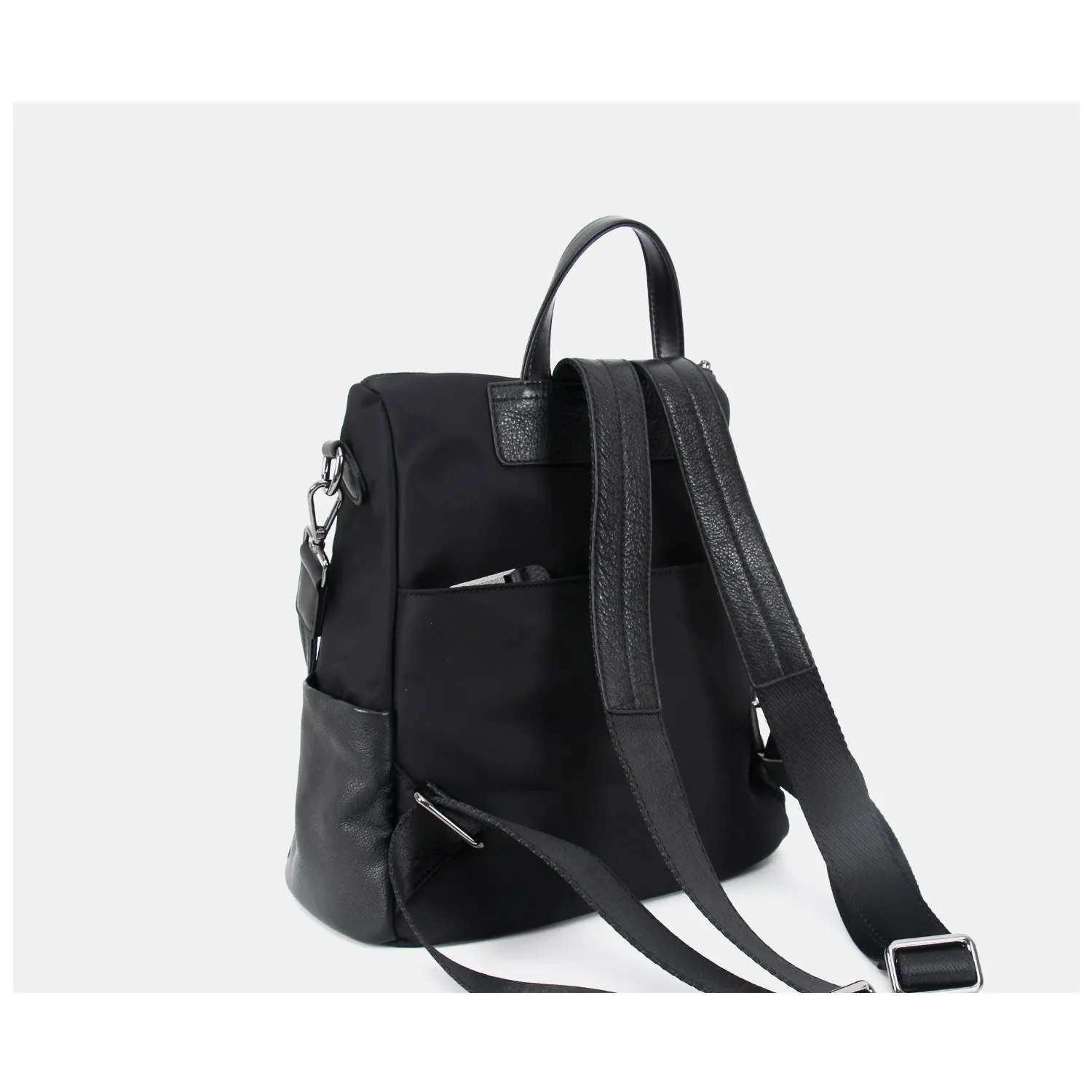 Black Backpack Womens Convertible Backpack Handbag Nylon Rucksack Backpack