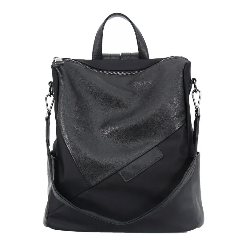 Black Backpack Womens Convertible Backpack Handbag Nylon Rucksack Backpack