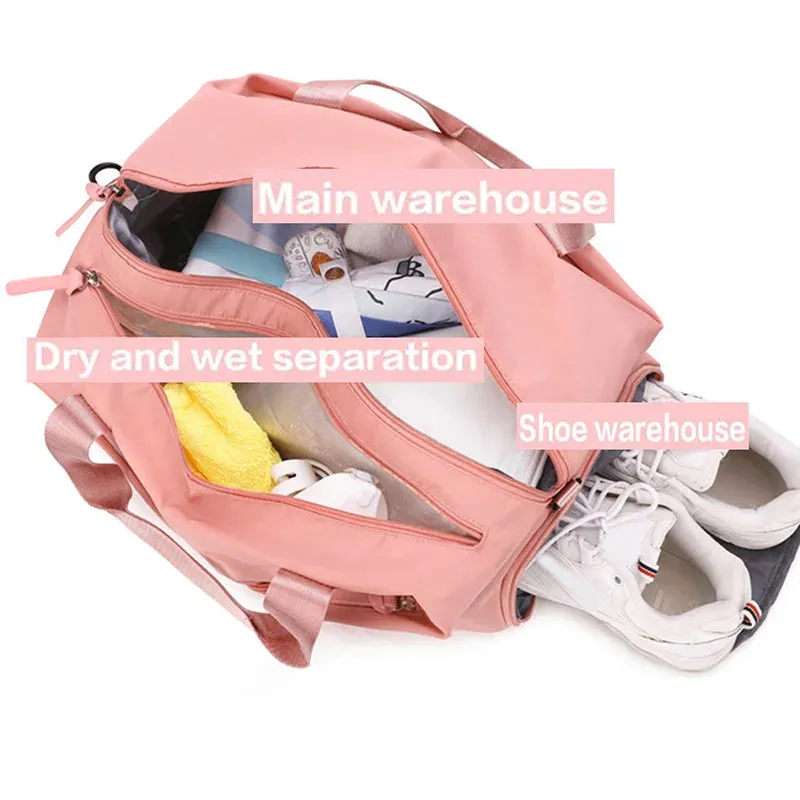 Black Sports Gym Bag Travel Dry Wet Bag Handbag Multifunction Swimming Shoulder Messenger Weekend Fitness Training Bag