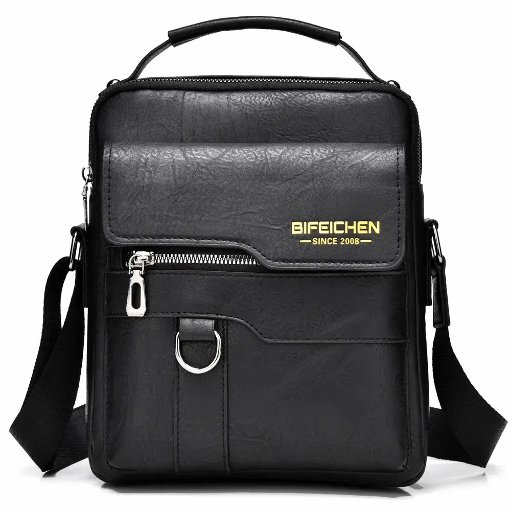 Crossbody bag men's shoulder bag retro vertical paragraph handheld business men's bags casual men's leather bag satchel shoulder