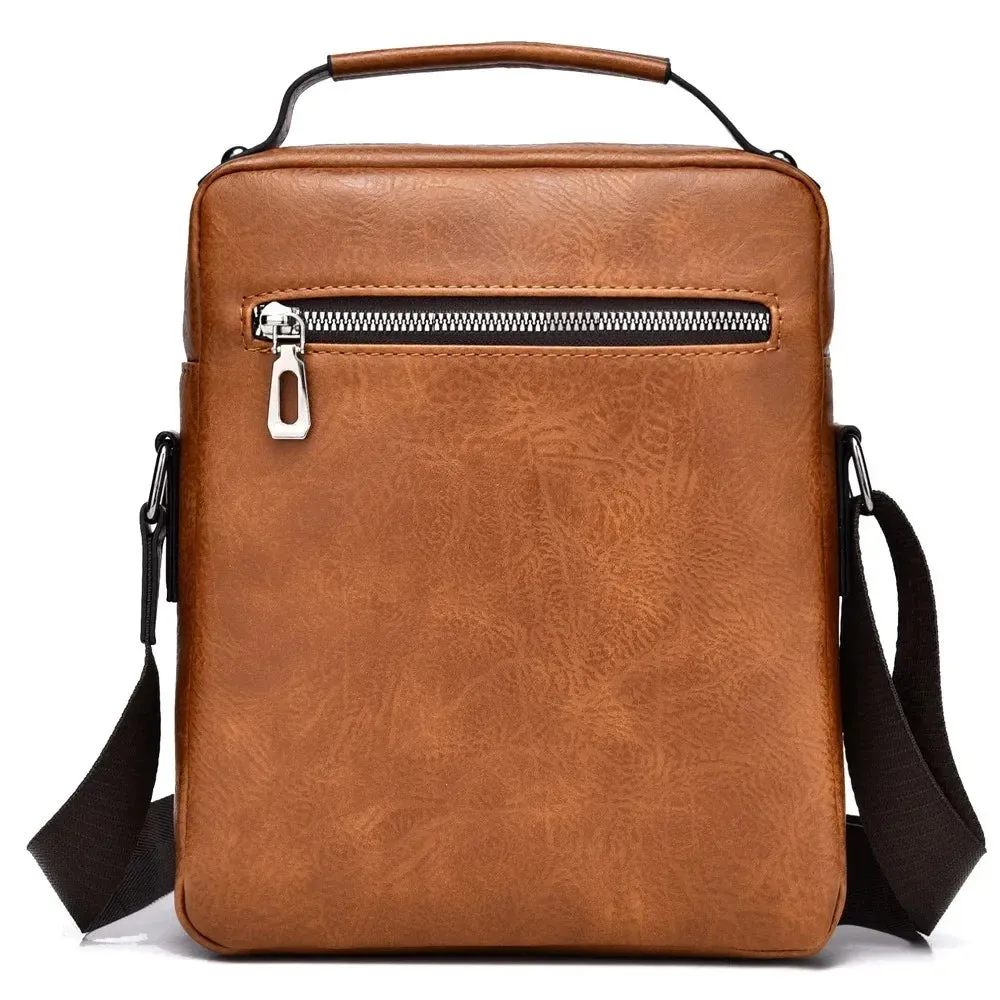 Crossbody bag men's shoulder bag retro vertical paragraph handheld business men's bags casual men's leather bag satchel shoulder