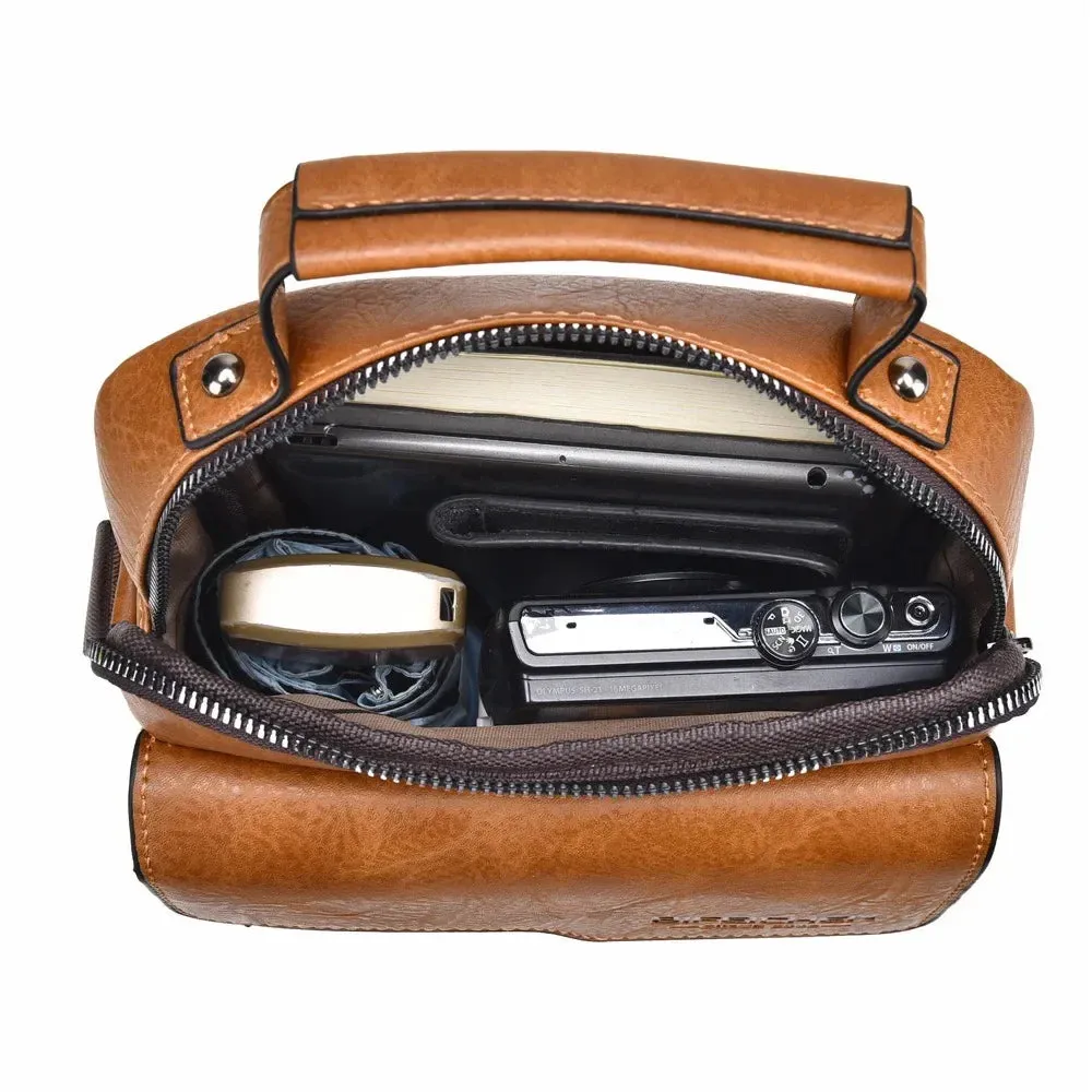 Crossbody bag men's shoulder bag retro vertical paragraph handheld business men's bags casual men's leather bag satchel shoulder