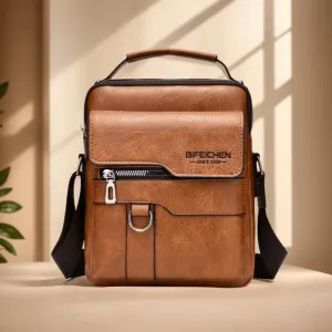 Crossbody bag men's shoulder bag retro vertical paragraph handheld business men's bags casual men's leather bag satchel shoulder