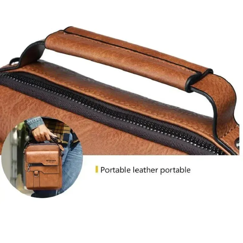 Crossbody bag men's shoulder bag retro vertical paragraph handheld business men's bags casual men's leather bag satchel shoulder