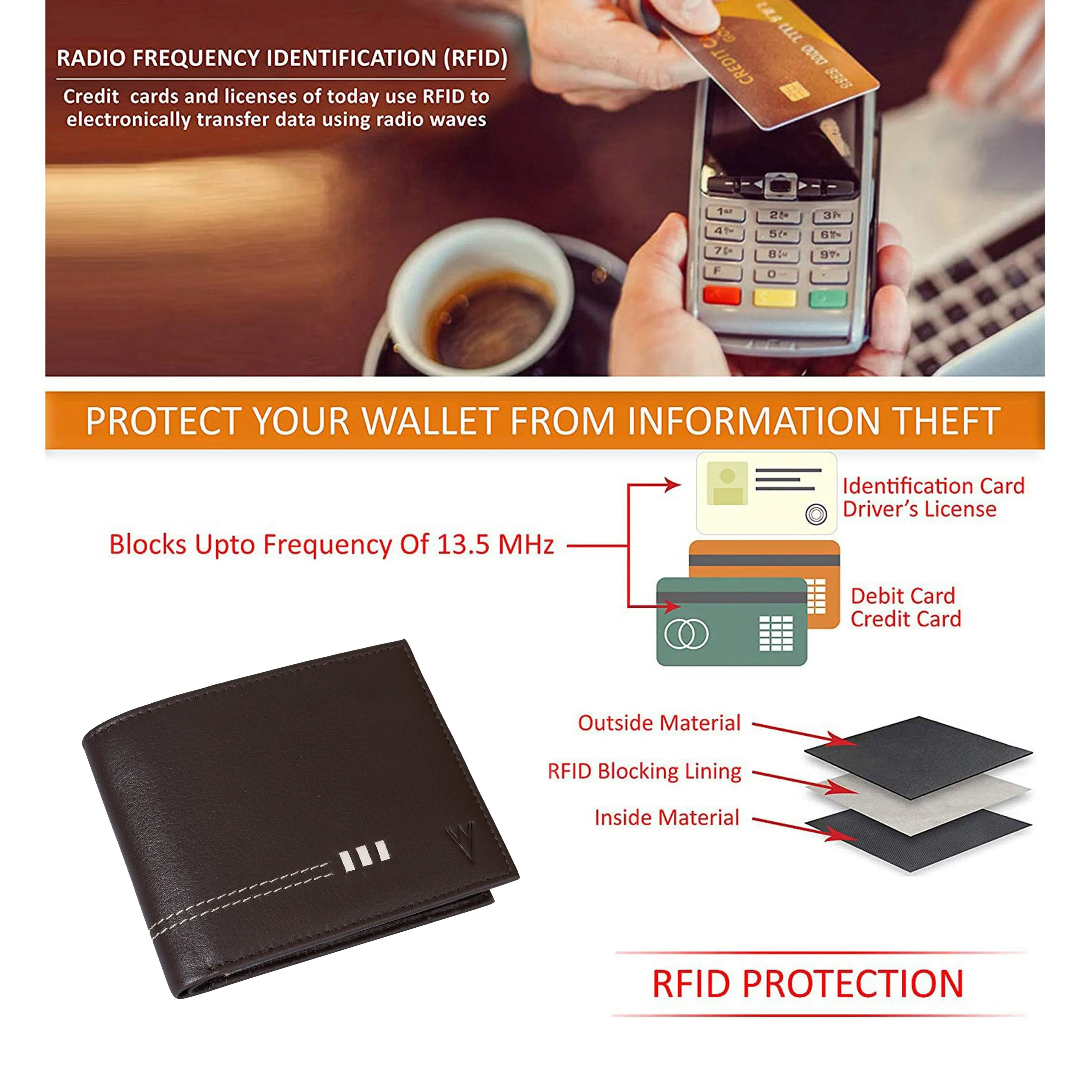 De Rigor Bi Fold Men Wallet Brown