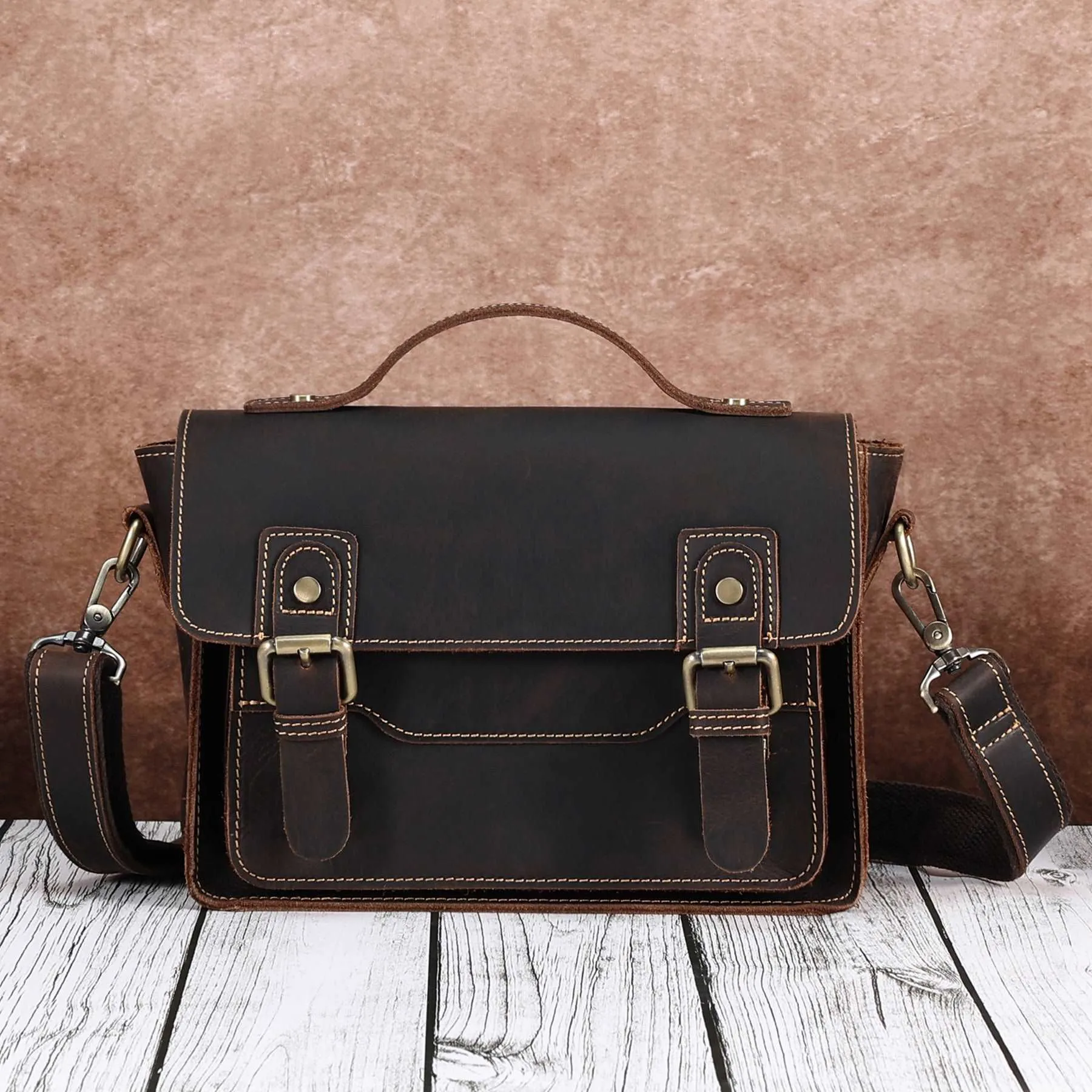 Durable Genuine Leather Messenger Bag for Mens,Top layer cowhide