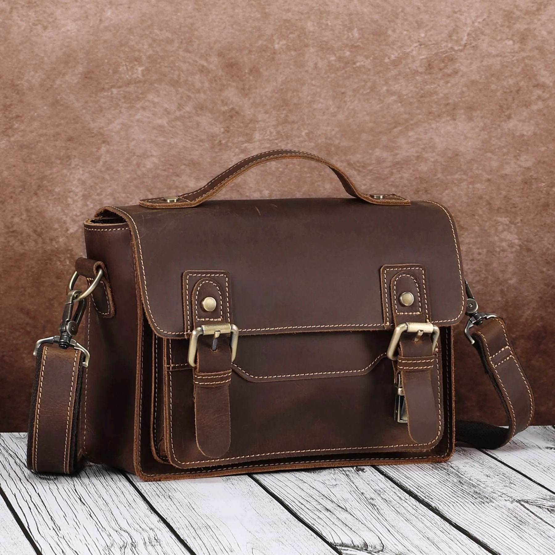 Durable Genuine Leather Messenger Bag for Mens,Top layer cowhide