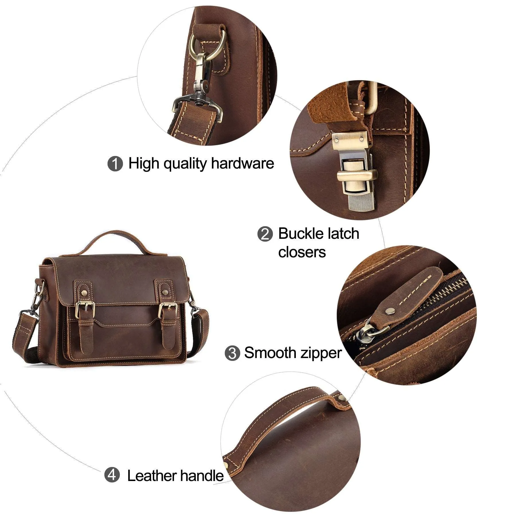 Durable Genuine Leather Messenger Bag for Mens,Top layer cowhide
