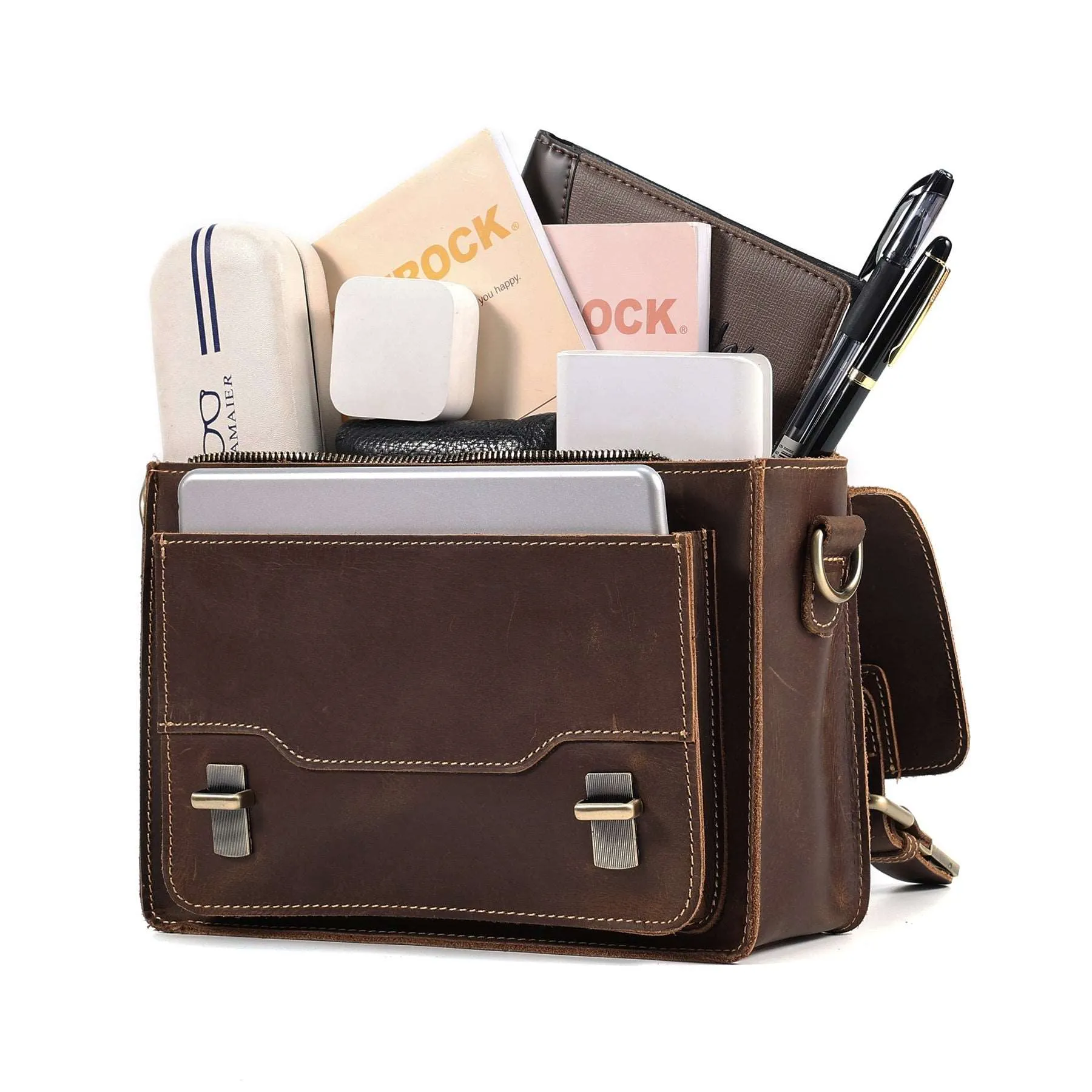 Durable Genuine Leather Messenger Bag for Mens,Top layer cowhide