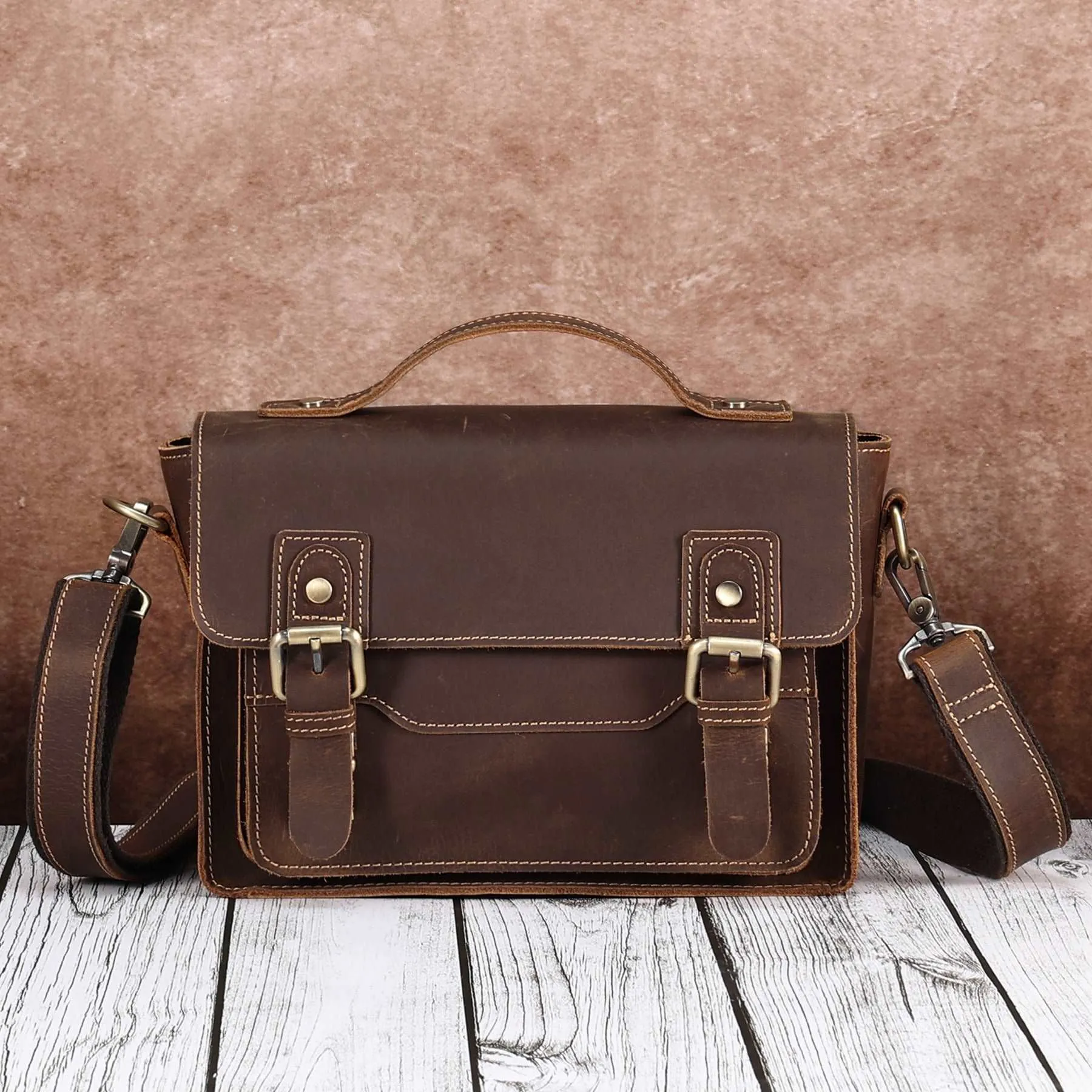 Durable Genuine Leather Messenger Bag for Mens,Top layer cowhide