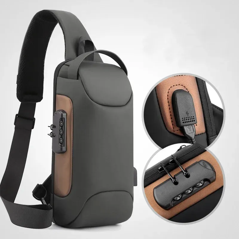 Fashion Men's Chest Bag Single Shoulder Bags for Men USB Charging Crossbody Bags Anti-theft Waterproof Short Travel Bags