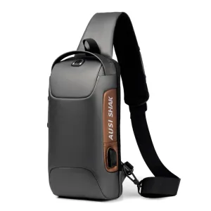 Fashion Men's Chest Bag Single Shoulder Bags for Men USB Charging Crossbody Bags Anti-theft Waterproof Short Travel Bags