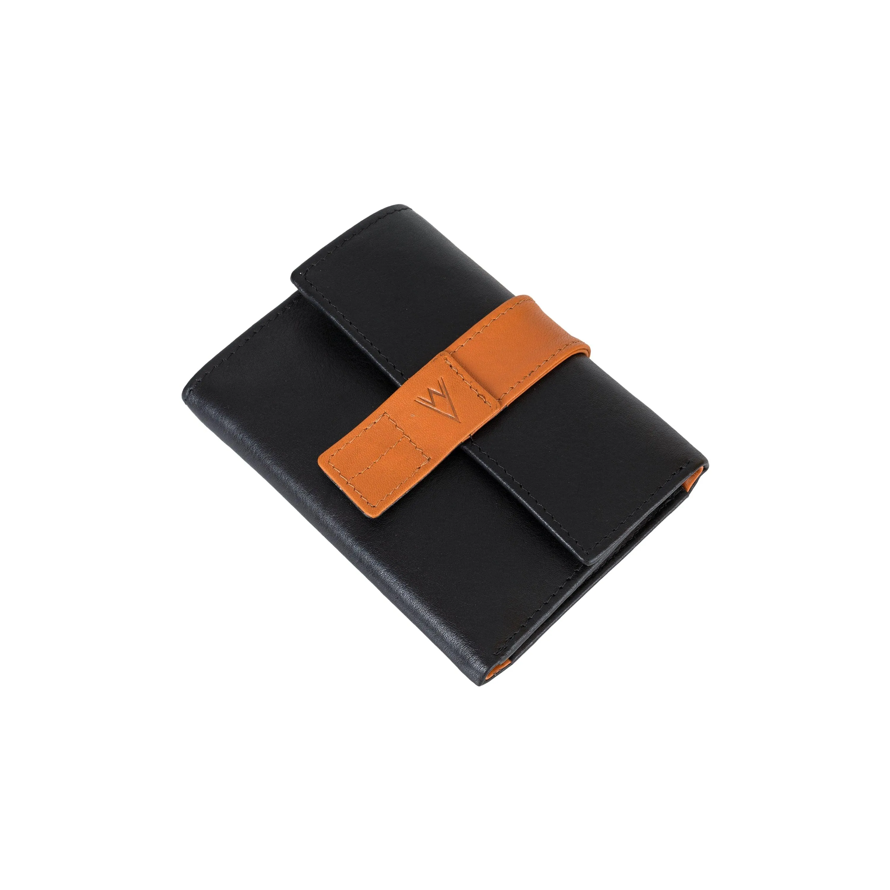 Fem Folio Tri Fold Ladies Wallet - Black & Tan