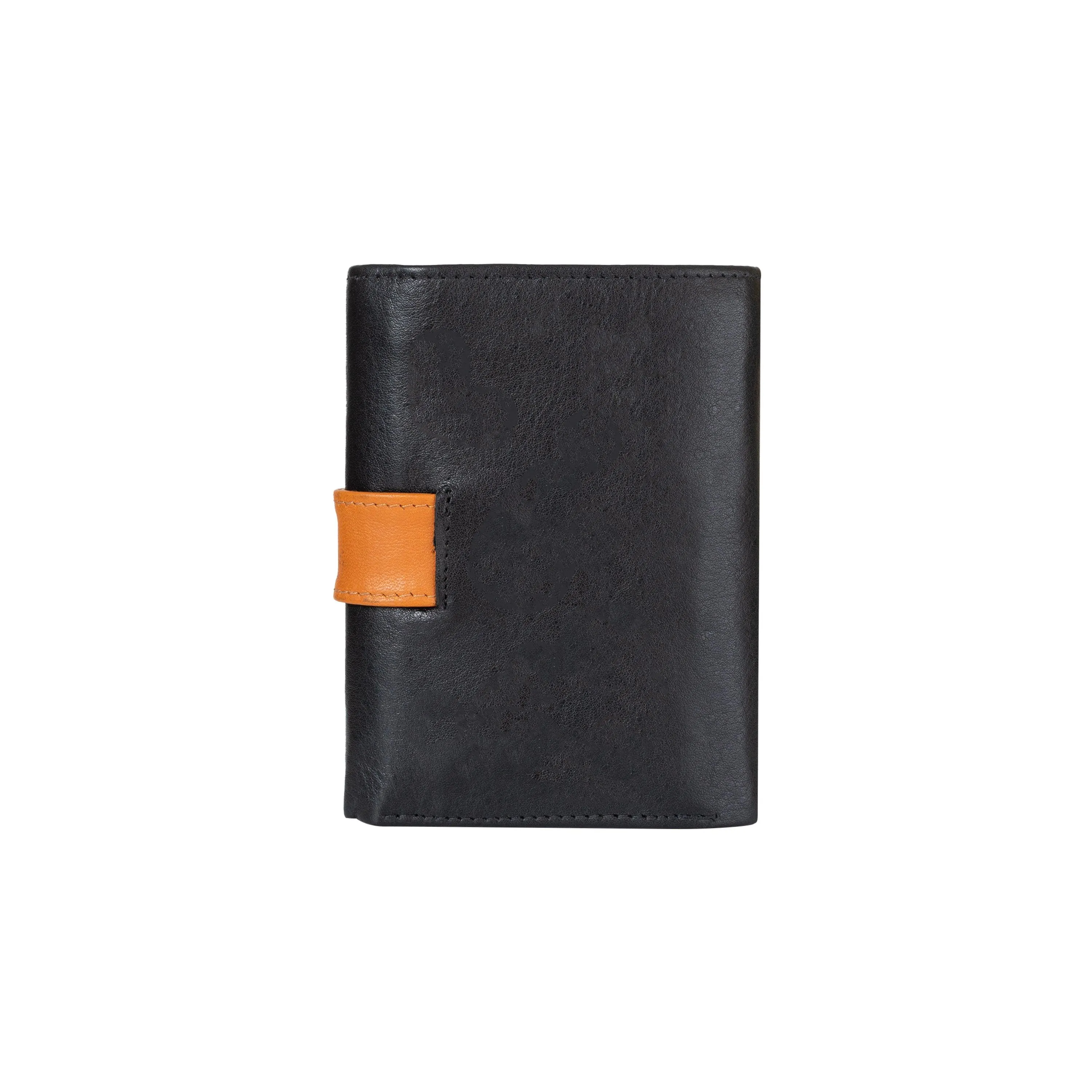 Fem Folio Tri Fold Ladies Wallet - Black & Tan