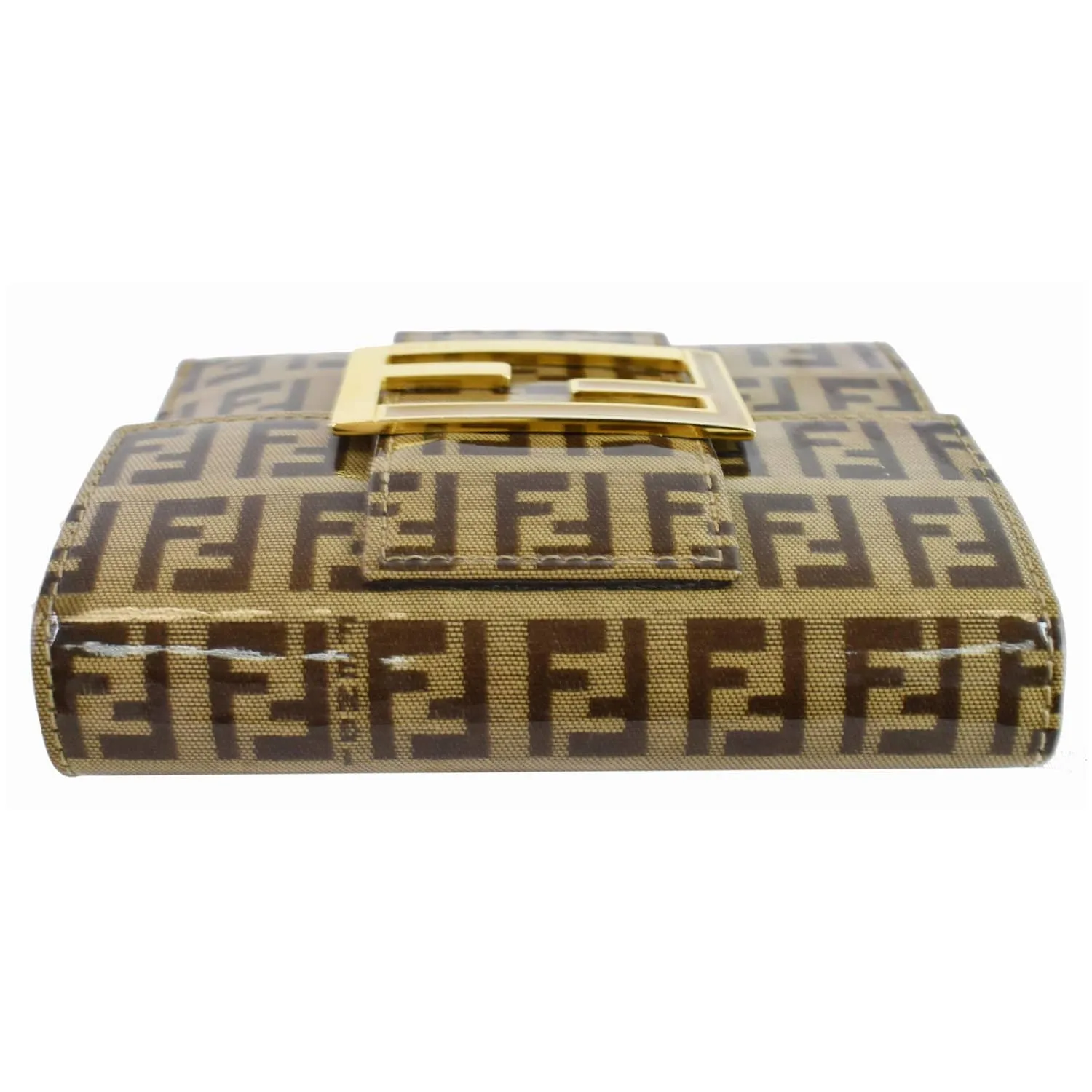 FENDI Trifold Zucca Vinyl Coated Wallet Brown