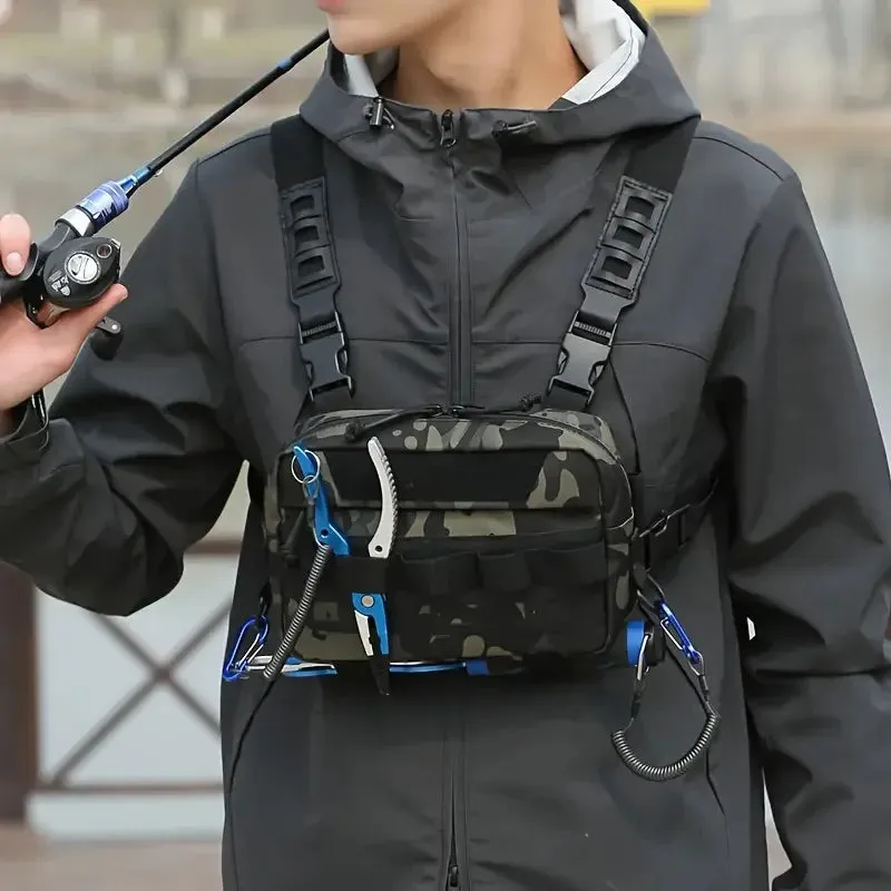 Fishing Vest Bag Men's Camo Fishing Lures Utility Tackle Chest Bags Waist Pack Outdoor Mountaineering Camping Hiking EDC Hunting
