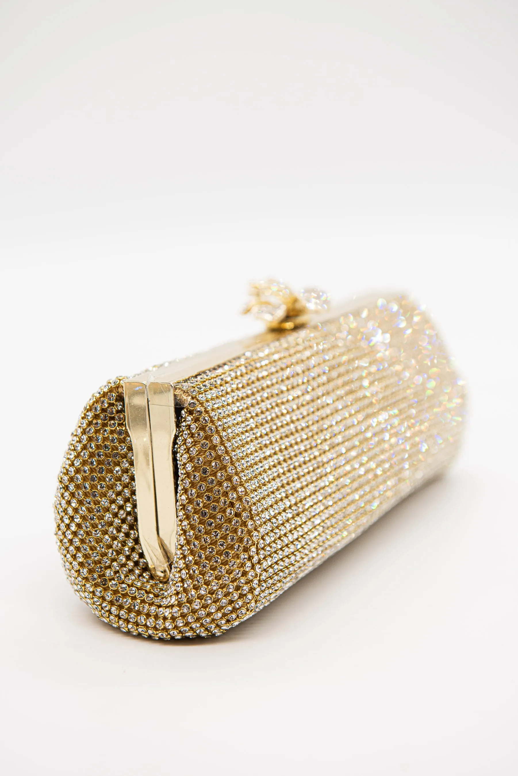 Gold Crystal Mesh Clutch