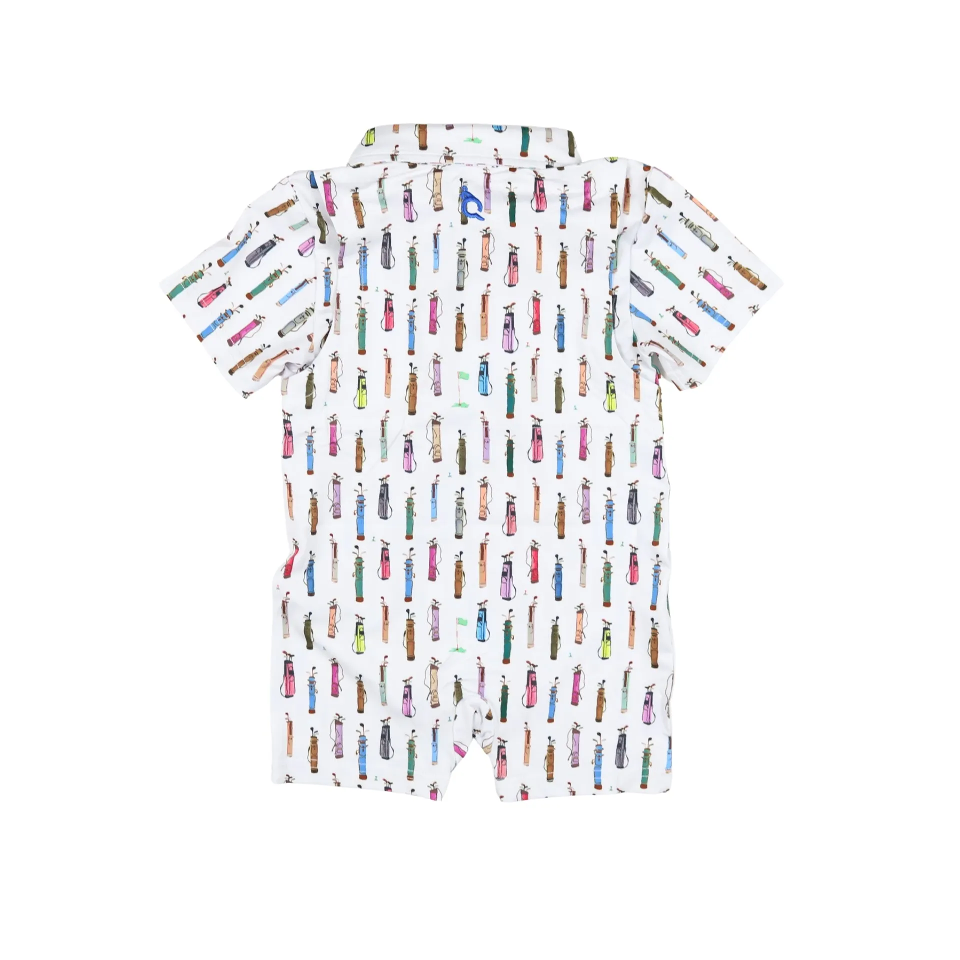 Golf Bags Polo Short Sleeve Romper || Blue Quail