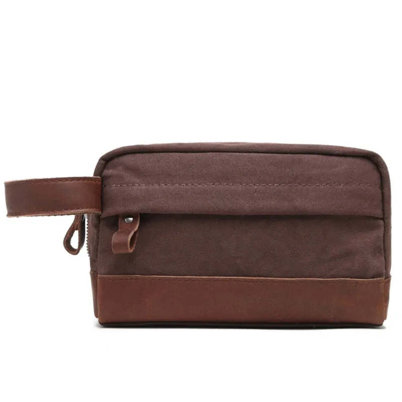 Groomsmen Gift Canvas Leather Toiletry Bag Dopp Kit Cosmetic Bag