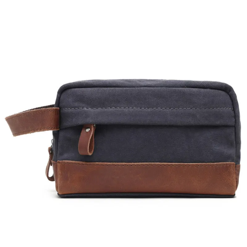 Groomsmen Gift Canvas Leather Toiletry Bag Dopp Kit Cosmetic Bag