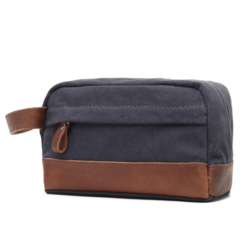 Groomsmen Gift Canvas Leather Toiletry Bag Dopp Kit Cosmetic Bag