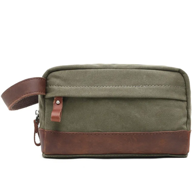 Groomsmen Gift Canvas Leather Toiletry Bag Dopp Kit Cosmetic Bag