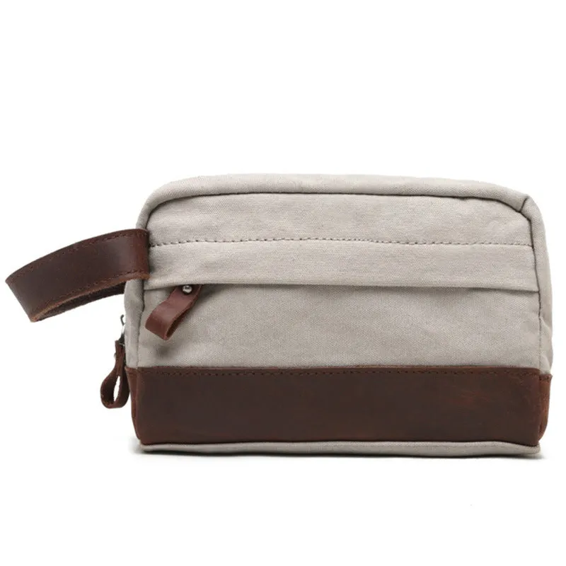 Groomsmen Gift Canvas Leather Toiletry Bag Dopp Kit Cosmetic Bag