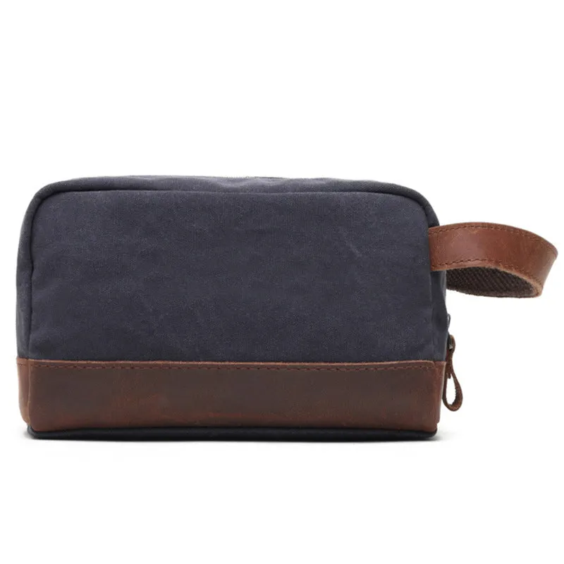 Groomsmen Gift Canvas Leather Toiletry Bag Dopp Kit Cosmetic Bag