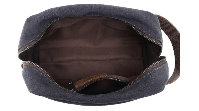 Groomsmen Gift Canvas Leather Toiletry Bag Dopp Kit Cosmetic Bag