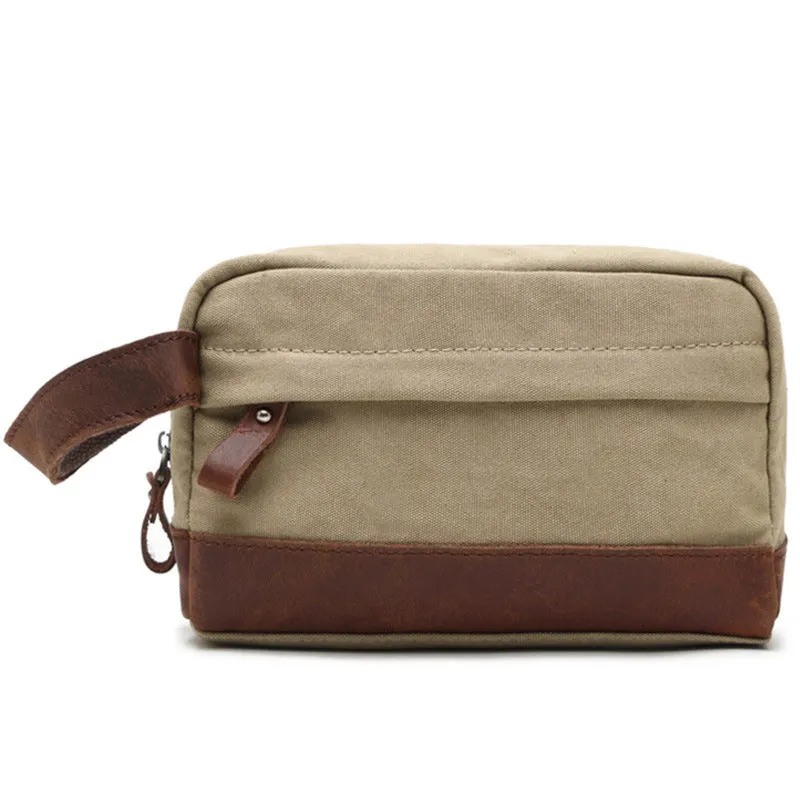 Groomsmen Gift Canvas Leather Toiletry Bag Dopp Kit Cosmetic Bag