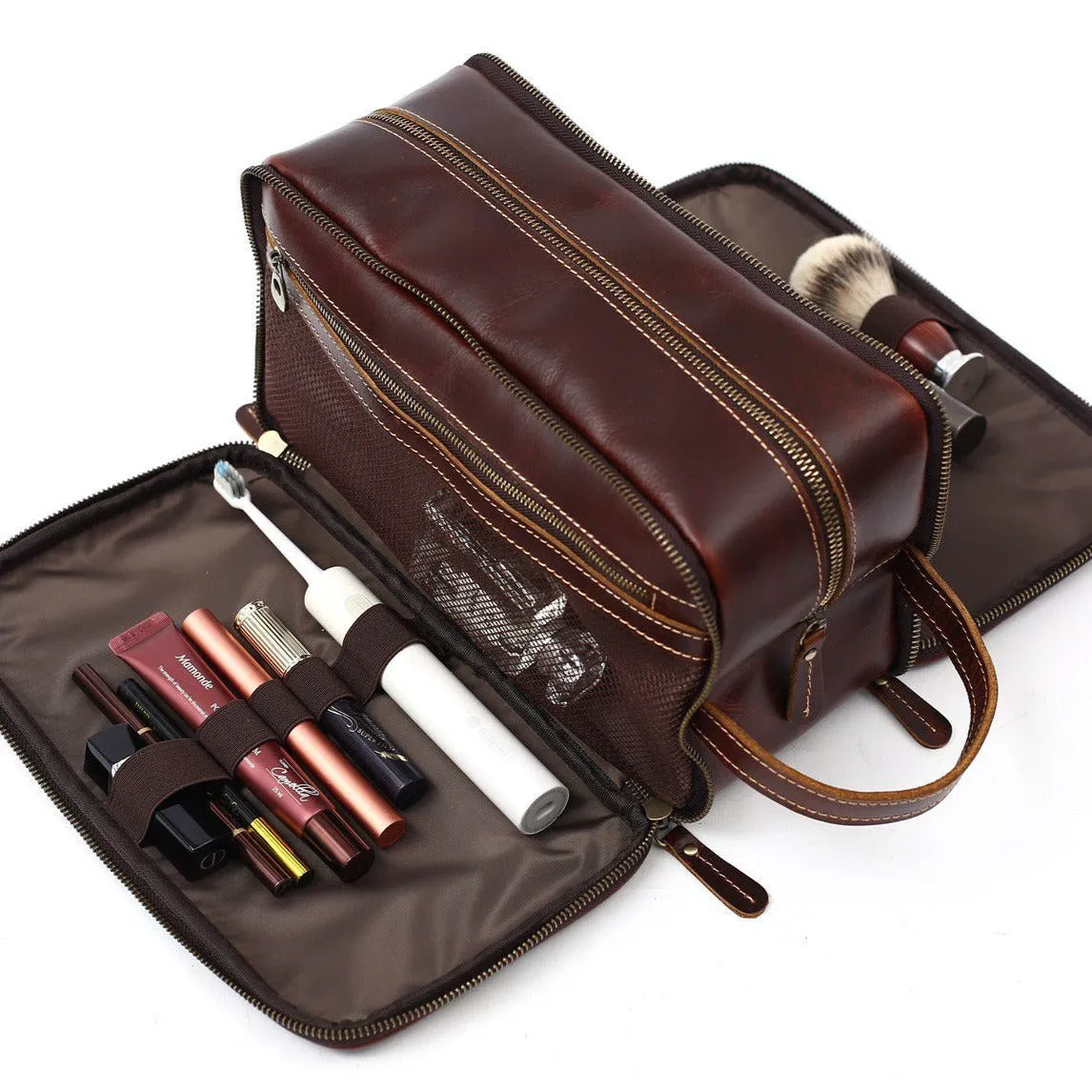 Groomsmen Gift Personalized Leather Toiletry Bag Waterproof Leather Dopp Kit Men's Shaving Kit, Groomsmen Proposal