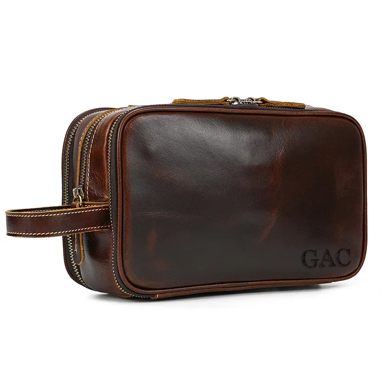 Groomsmen Gift Personalized Leather Toiletry Bag Waterproof Leather Dopp Kit Men's Shaving Kit, Groomsmen Proposal
