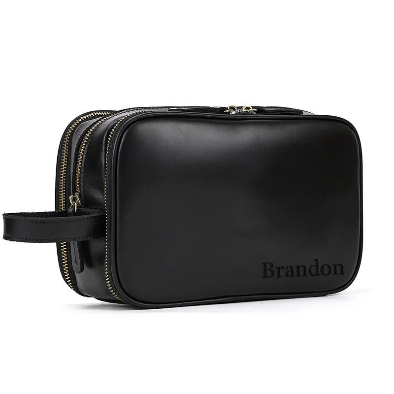 Groomsmen Gift Personalized Leather Toiletry Bag Waterproof Leather Dopp Kit Men's Shaving Kit, Groomsmen Proposal
