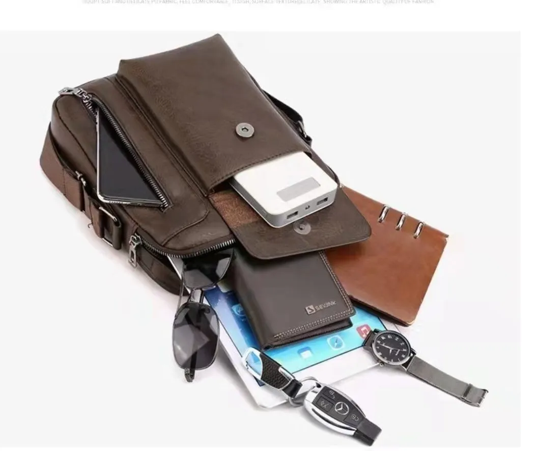 Jeep Vintage Men's Leather Crossbody Long Wallet Set