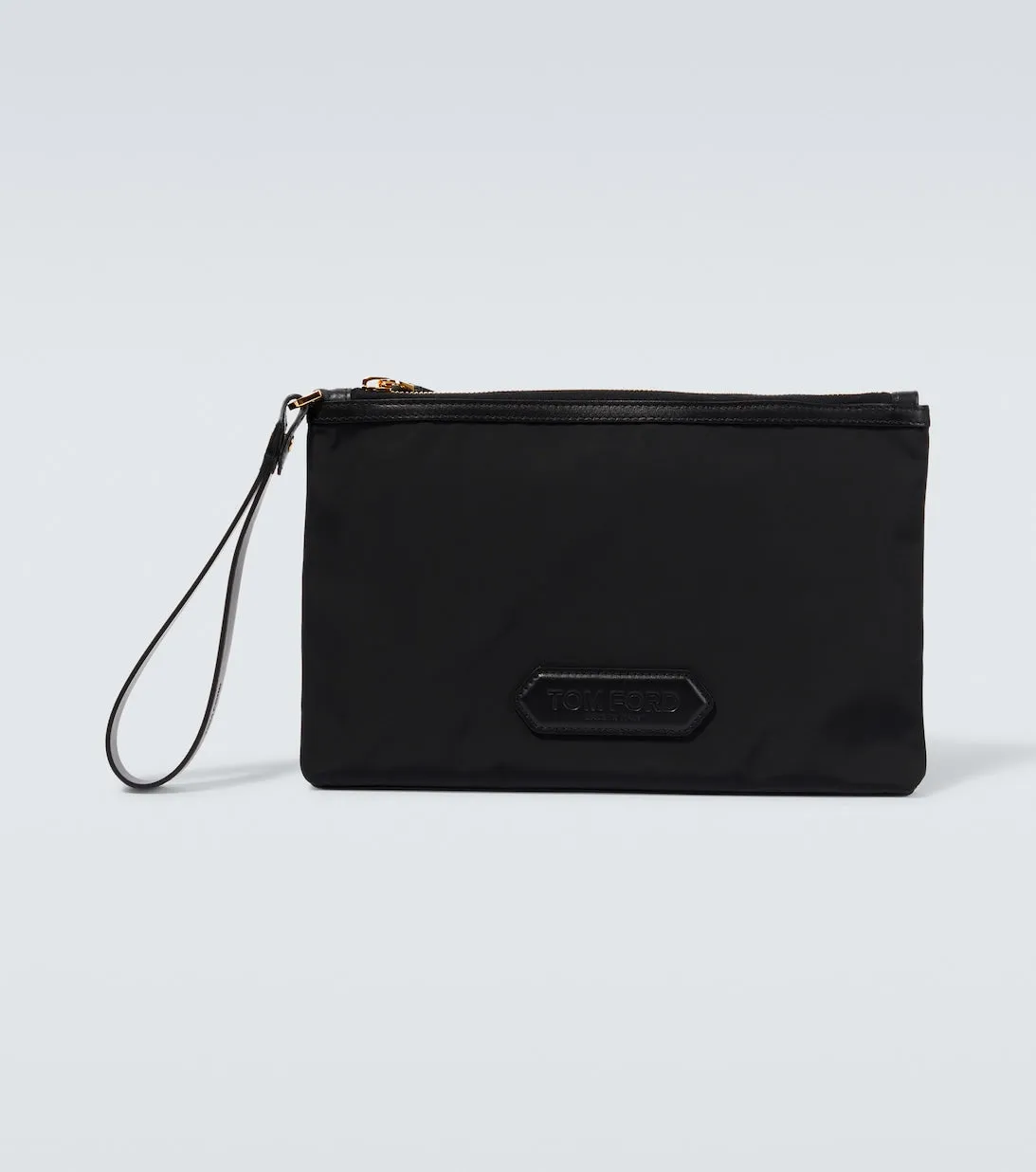 Leather clutch with Tom Ford logo, black