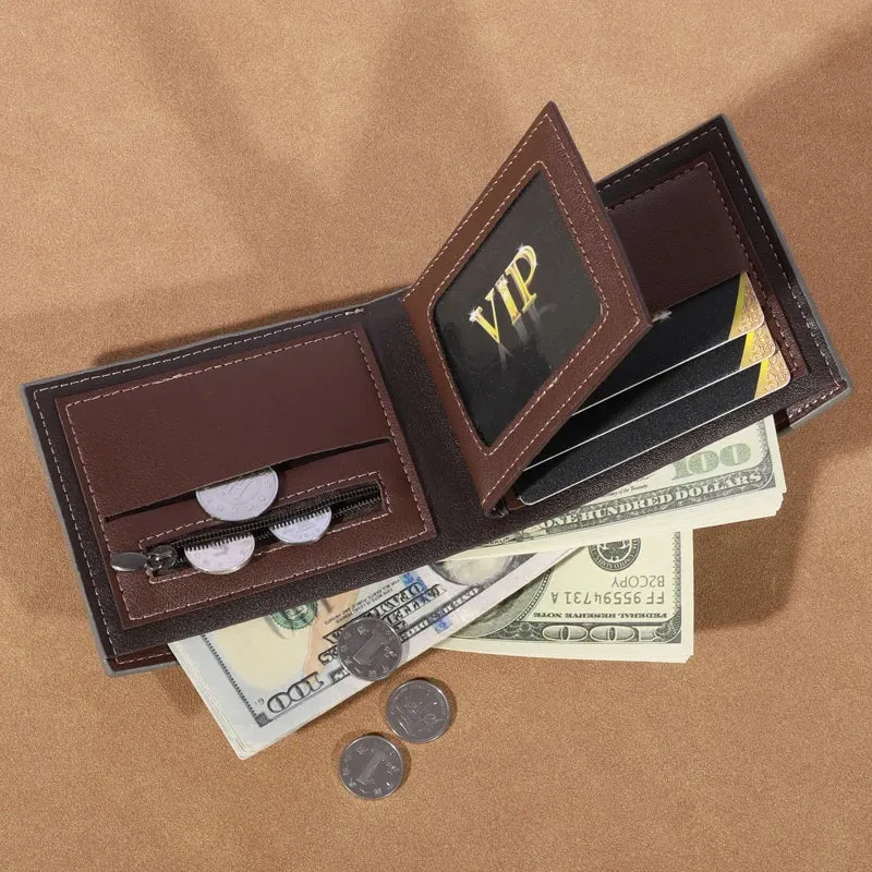 Leather Wallet for Men – Small with Photo & Coin Holder