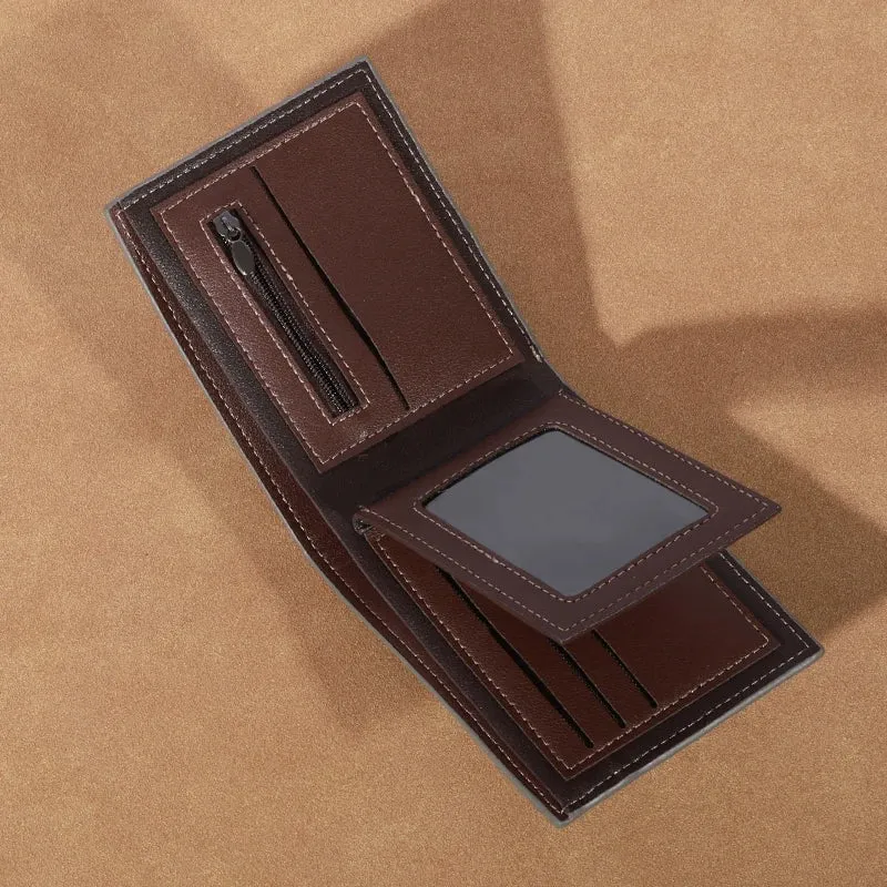 Leather Wallet for Men – Small with Photo & Coin Holder