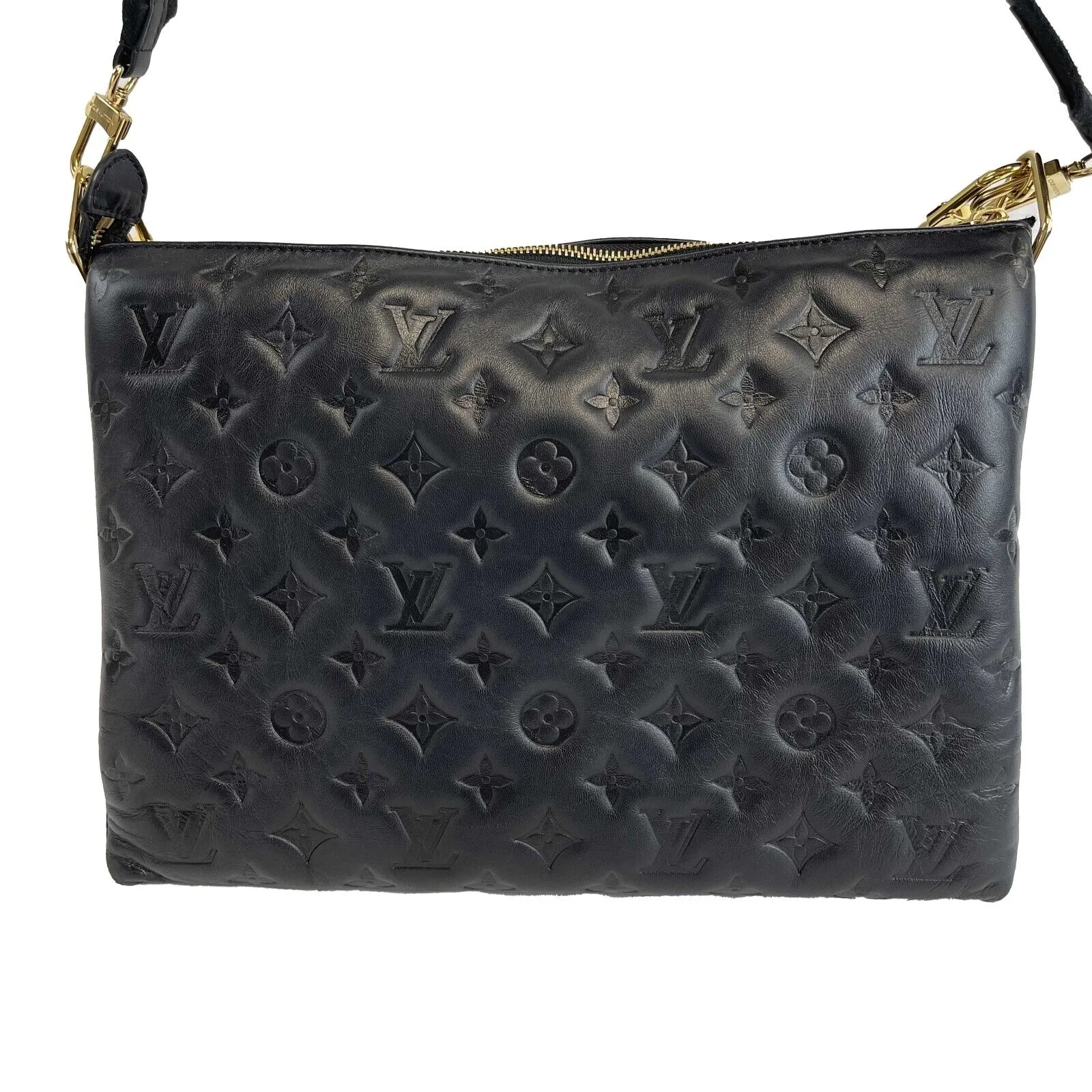 Louis Vuitton - Coussin MM - Black Leather Shoulder Bag w/ 2 Straps FULL KIT