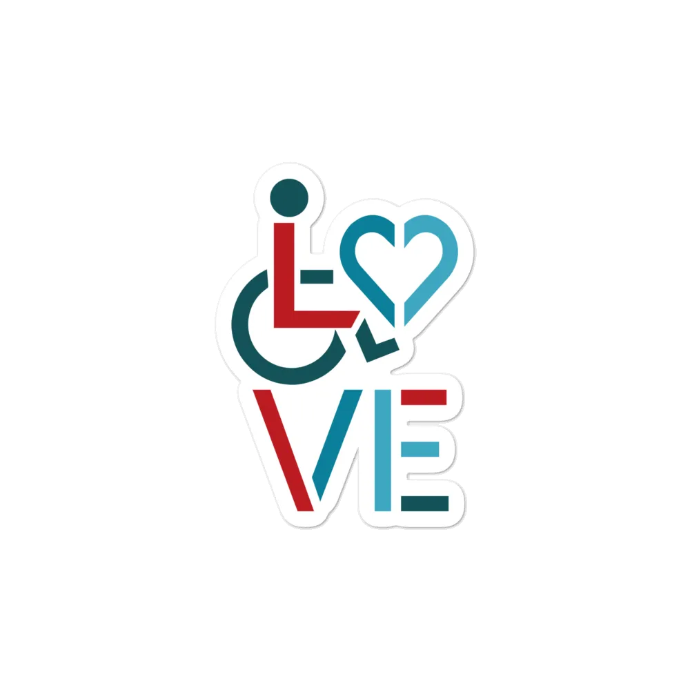 LOVE (for the Special Needs Community) Men's Stacked Design Sticker