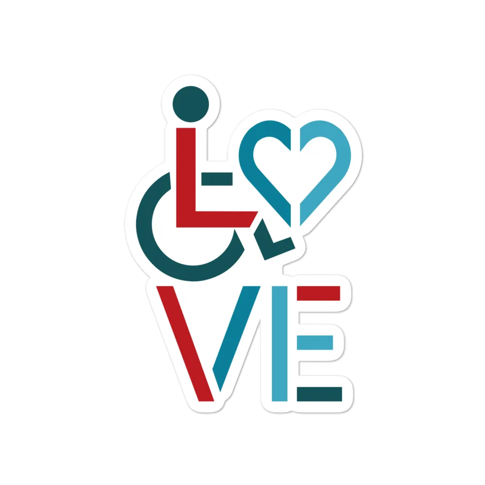 LOVE (for the Special Needs Community) Men's Stacked Design Sticker